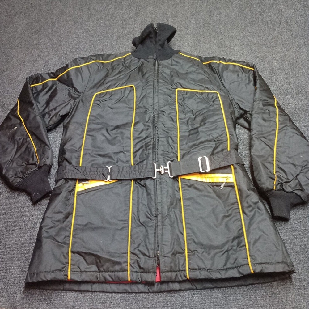 Vintage Women Bombardier Snowmobile Jacket Ladies 14 Black Cinch Waist